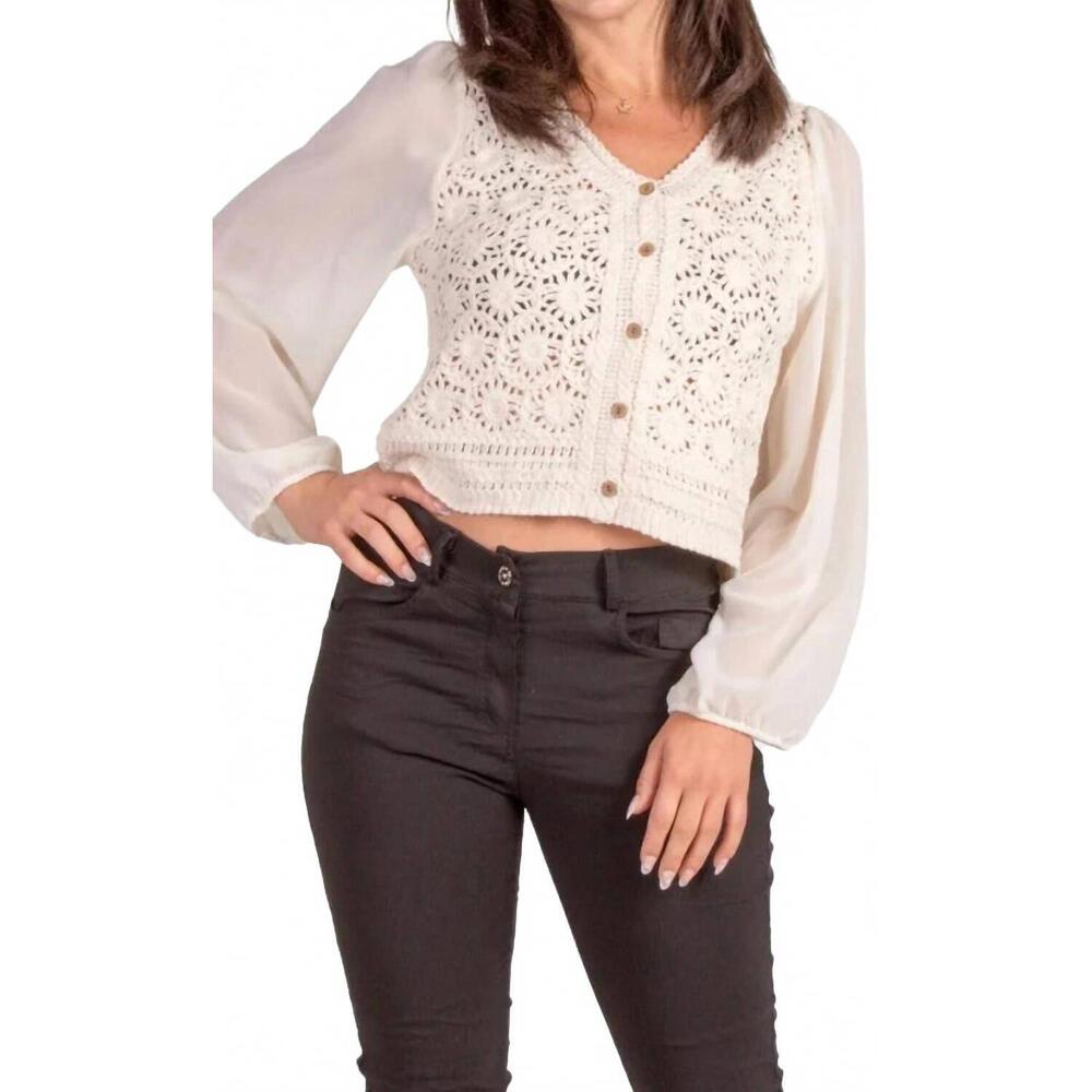 NEW GIGI MODA la grazia crochet cardigan in beige